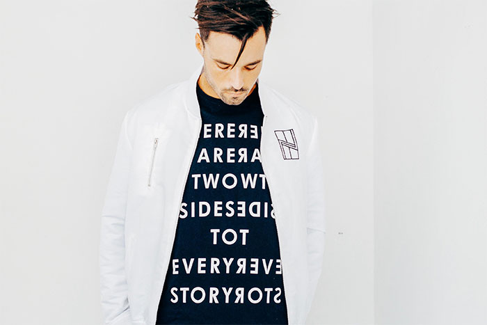 City Nomads Eye Candy: Simen Platou in Bleach Oversized Two Sides Tee and Nemis Logo Bomber Jacket White