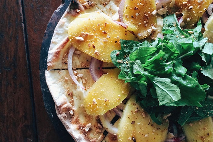 fresh vegan mango focaccia at La Baracca Bali