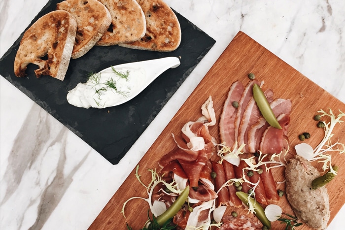 Charcuterie Board - choose from cuts like Spicy Pepperoni Salami, Country-style Pate, Wagyu Bresaola