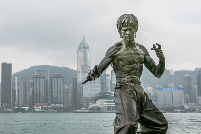 A statue of Bruce Lee at the Avenue of the Stars 
