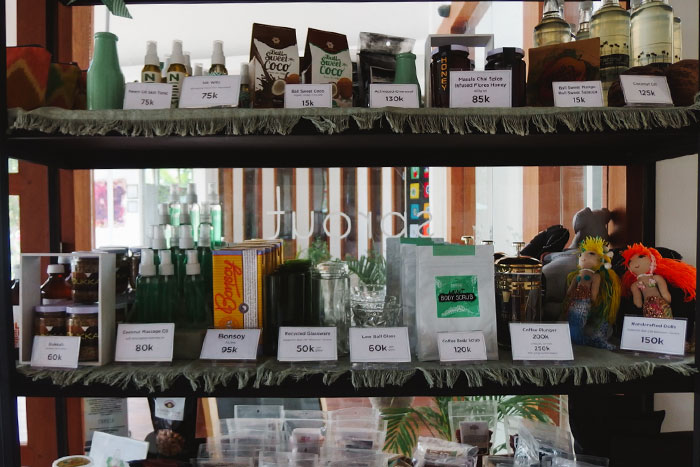 Organic products at Sprout Bali