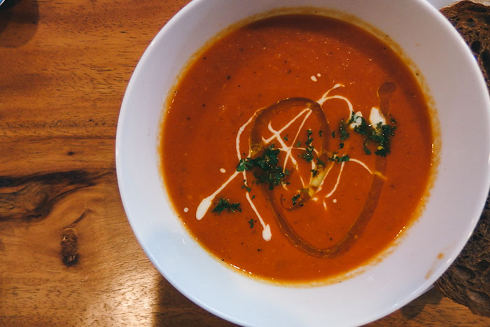 fresh tomato soup at habitual bali