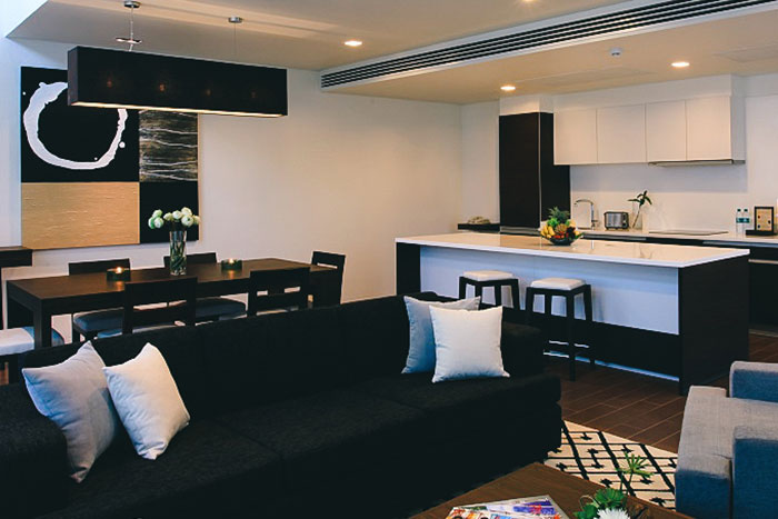 integrated living and dining room at angsana villas resort phuket